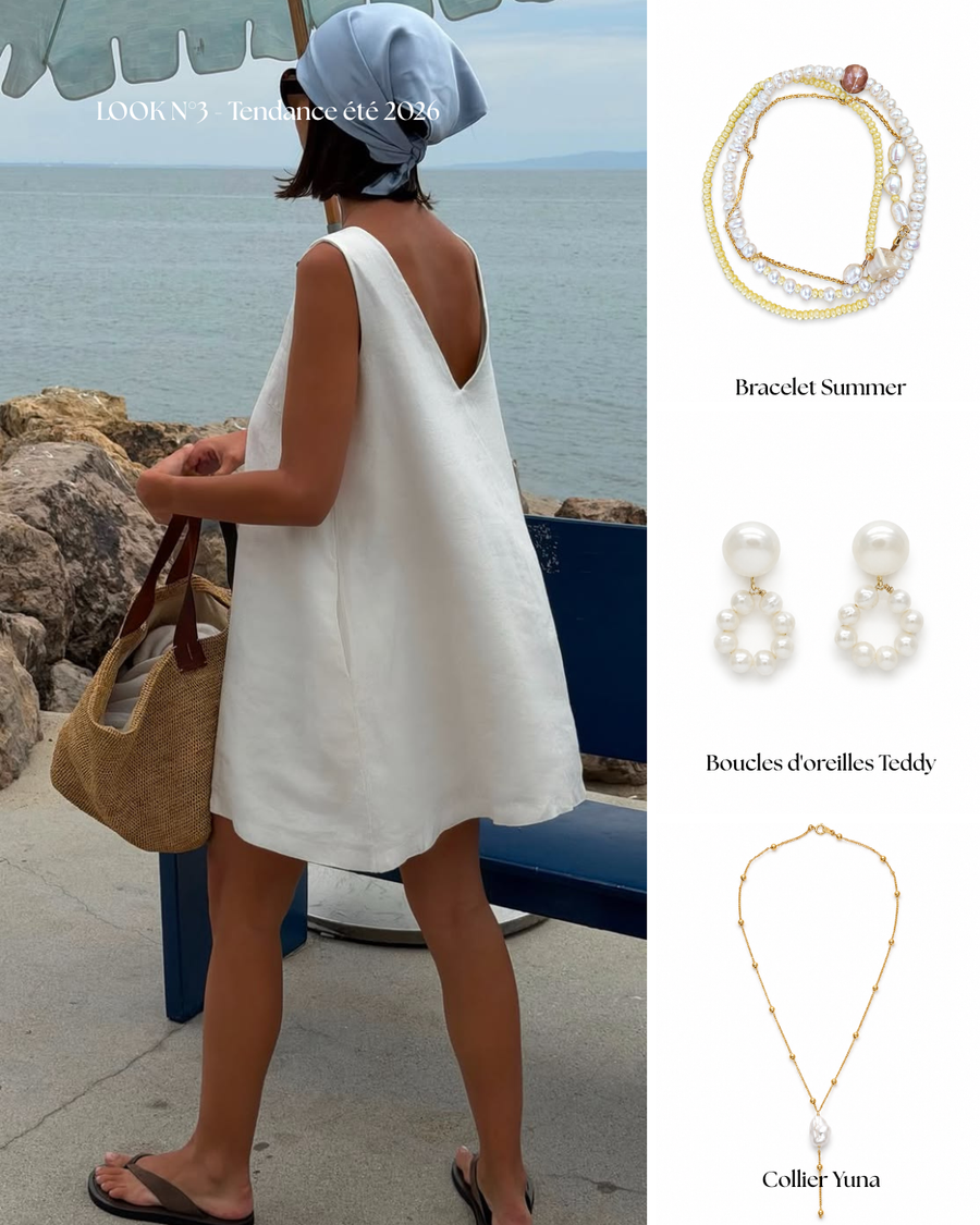 Bijoux en perles et été 2026. 4 looks pour porter la perle sous le soleil.
