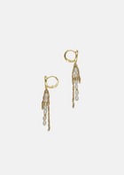 Boucles d'oreilles femmes chaines en plaqué or 24 carats et perles de culture fines