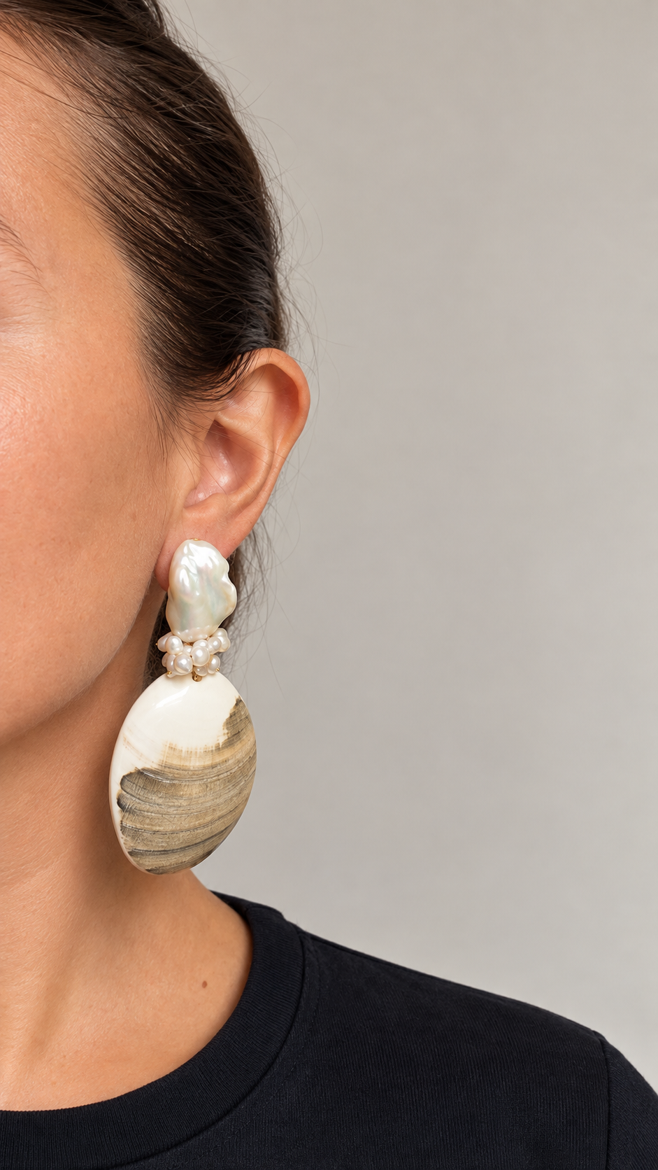 Boucles d'oreilles Mar coquillages et perles