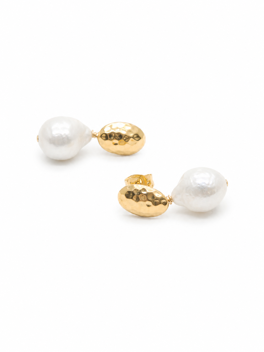 Line cultured pearl earrings