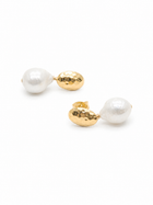 Line cultured pearl earrings