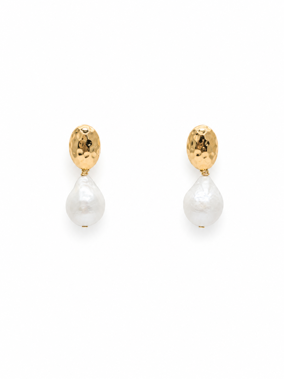 Line cultured pearl earrings