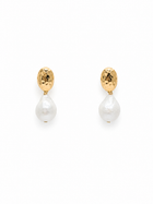 Line cultured pearl earrings