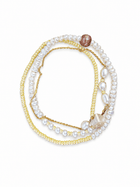 Bracelet 3 rang femme en perles jaune