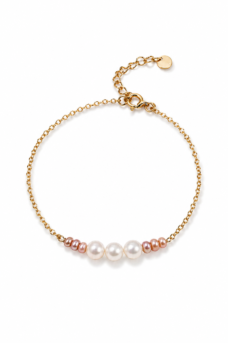 Bracelet pour femme en perles de culture blanches et roses