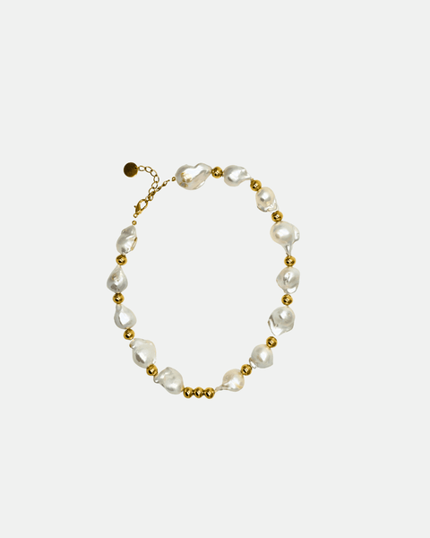 Tour de cou Molly avec perles de cultures baroques et perles plaqué or fait à Valence