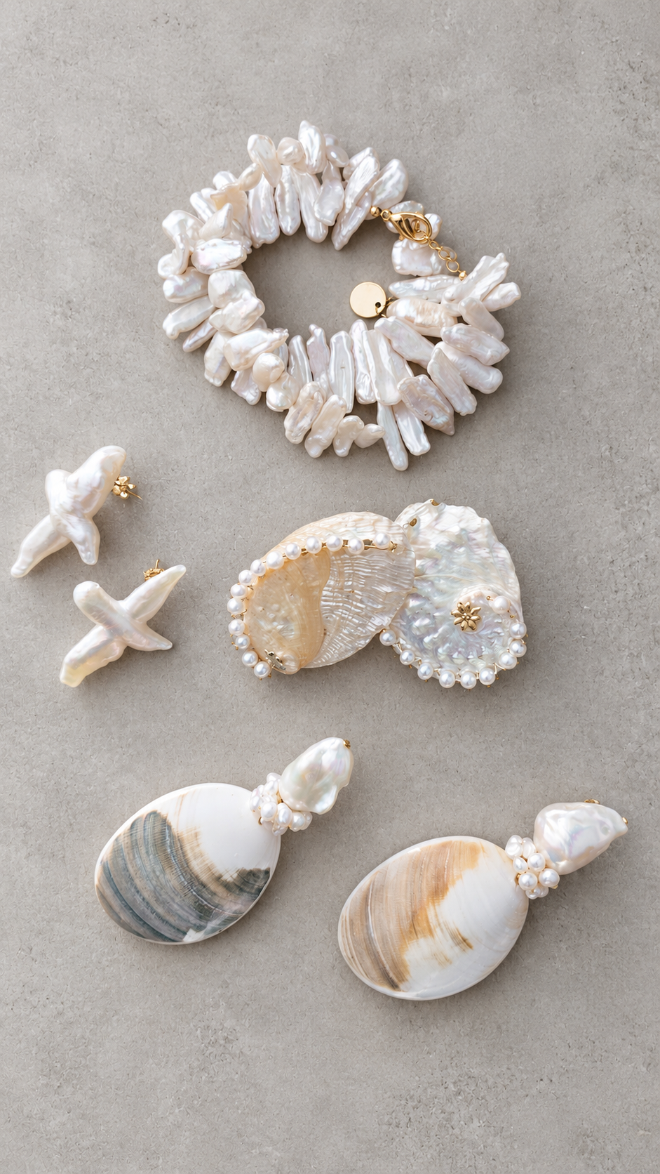 Bijoux en perles de culture et coquillages