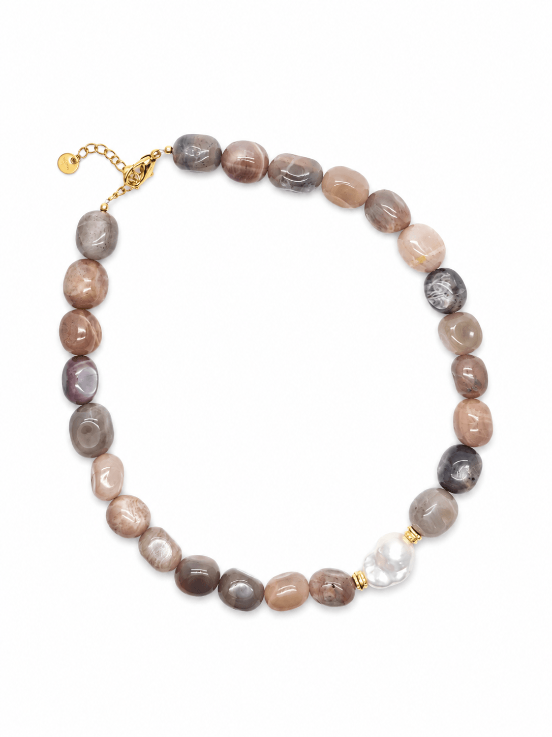 Béa sunstone and pearl necklace