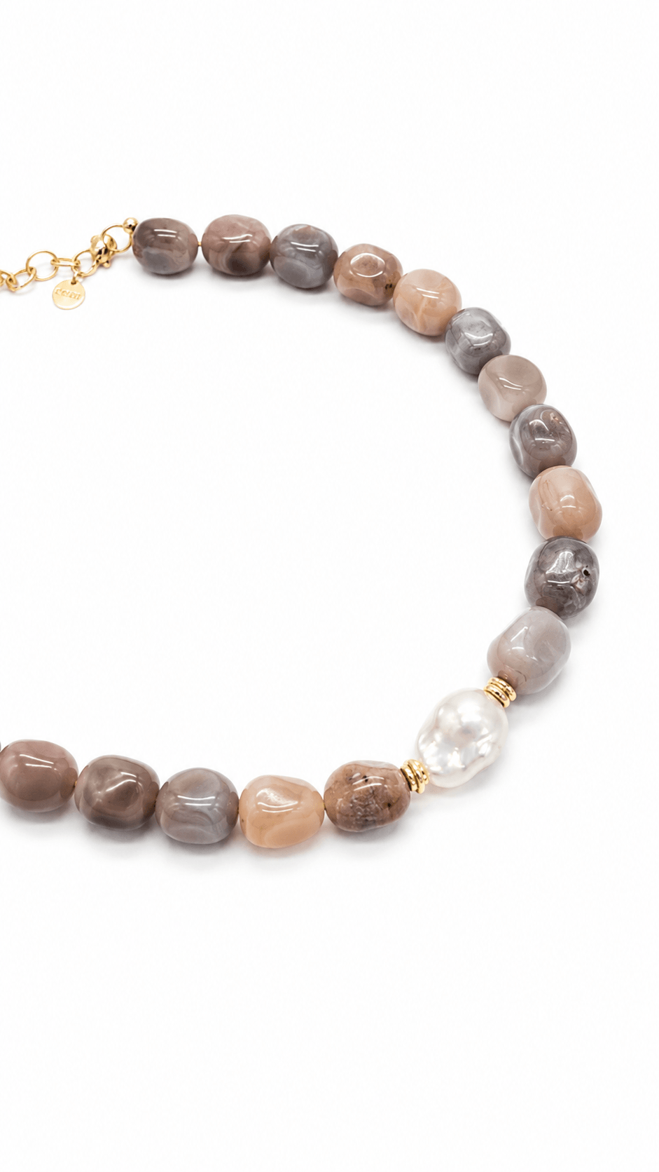 Béa sunstone and pearl necklace