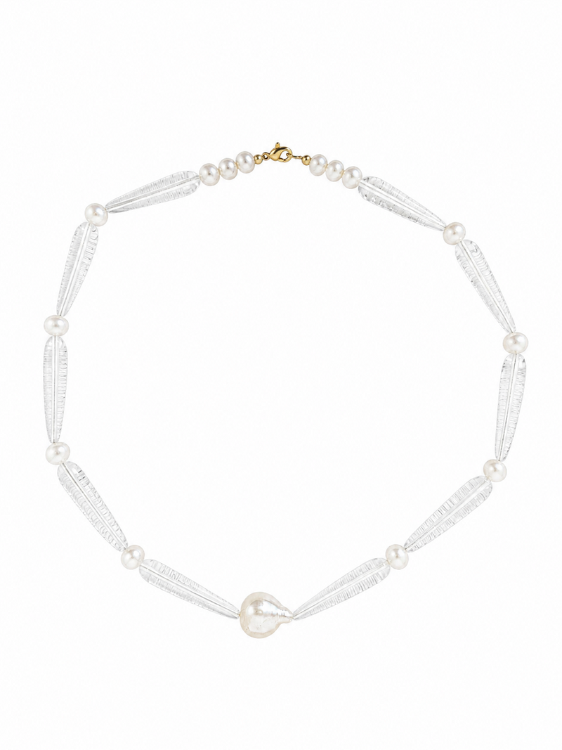 Collier en pierre et perles de culture 