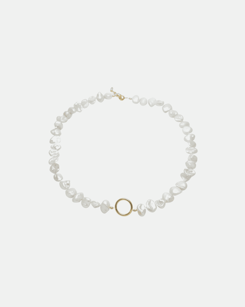 Collier Initial personalisable avec perles de cultures blanches et plaqué or fait main à Valence
