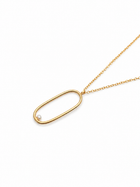 Oval necklace and cultured pearl