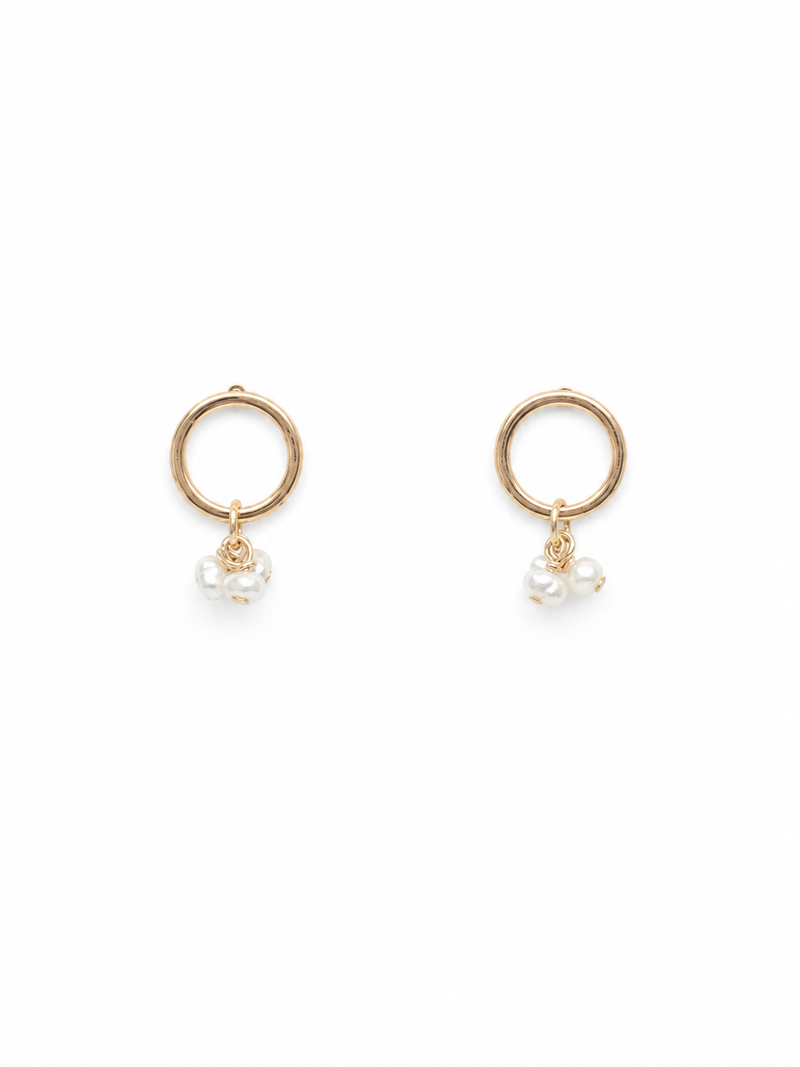 Small round pearl stud earrings