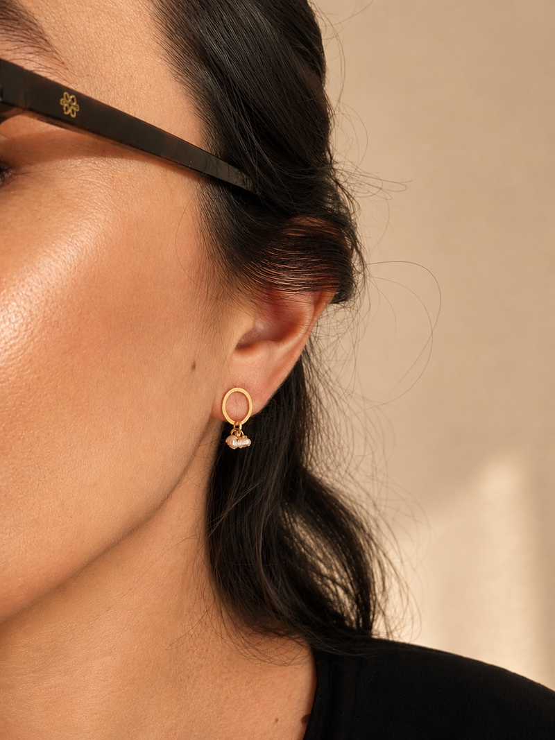 Small round pearl stud earrings