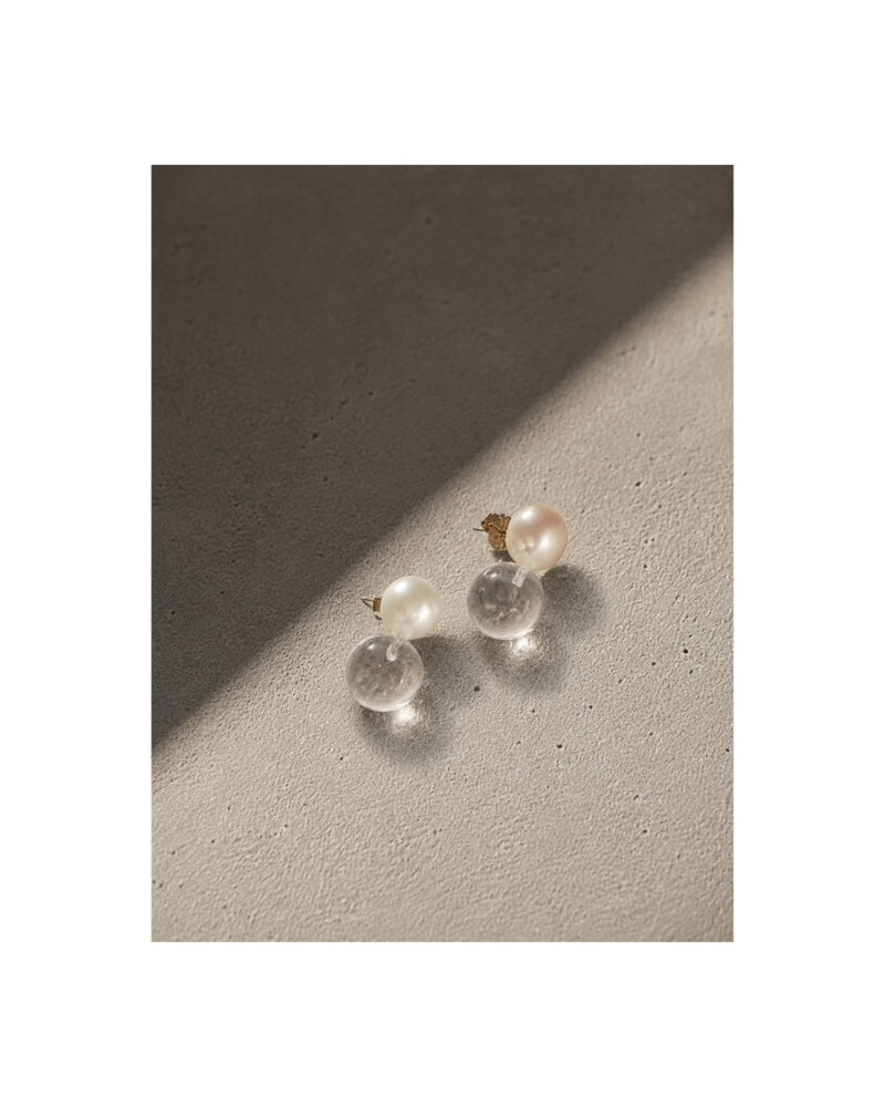 Puces Colette rondes en cristal de roche