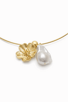 Torque Aya fleur – Ras de Cou Rigide avec perle baroque