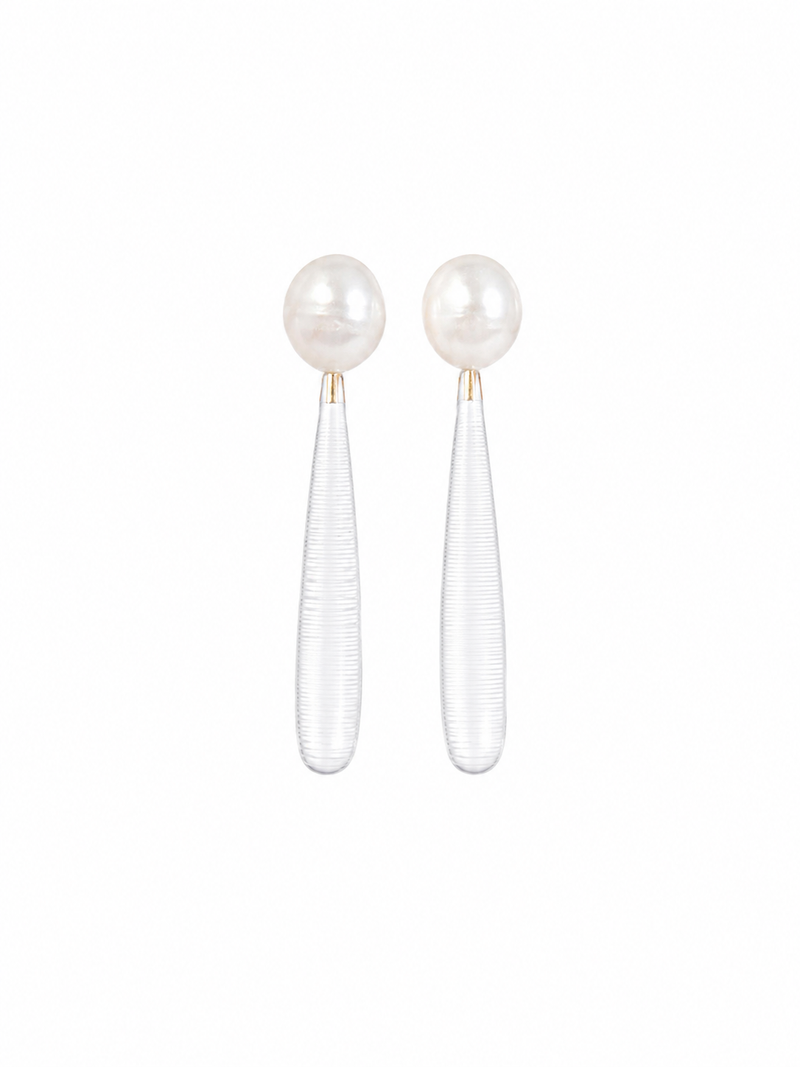 Boucles longues Colette en cristal de roche