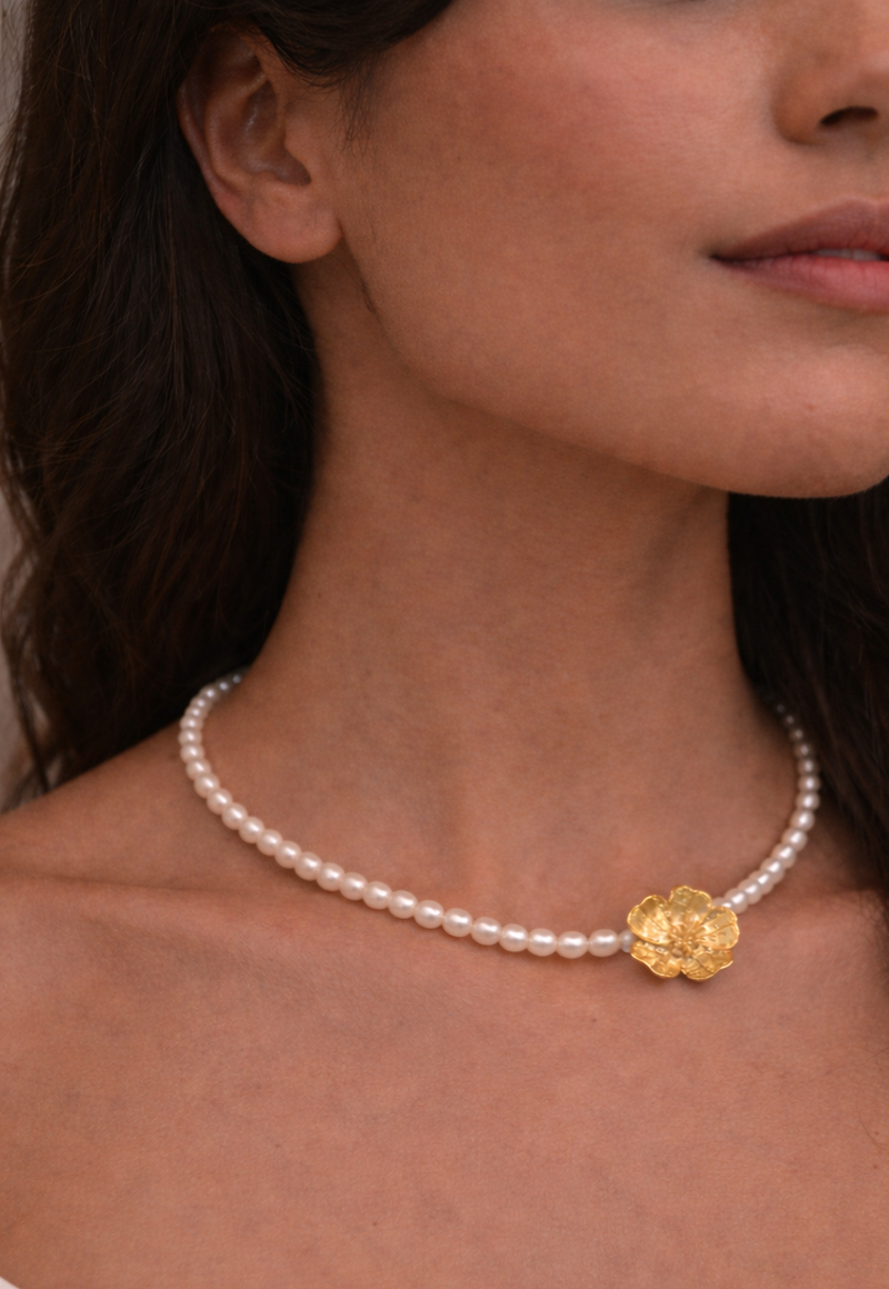Collier fleur Aya en perles