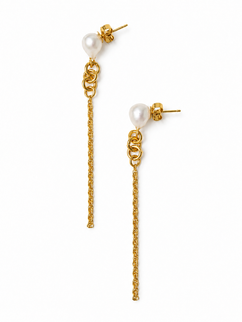 Boucles d'oreilles longues et perles