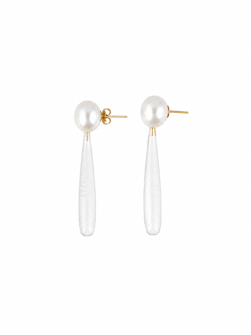 Boucles longues Colette en cristal de roche
