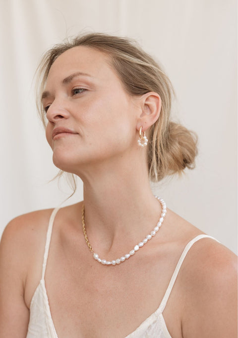 Ella hoop earrings with pearls